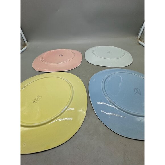luray taylor smith taylor set of 4 dinner plates pastel colors blue yellow READ - Picture 7 of 11